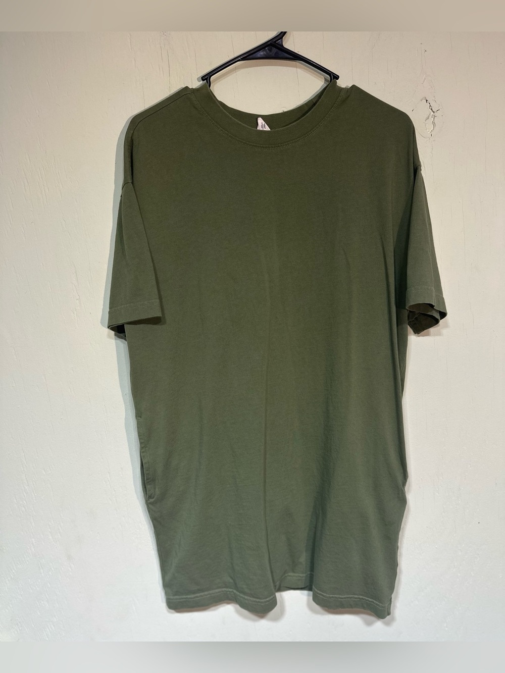 Melrose & Market green organic cotton mini shirt dress with pockets small